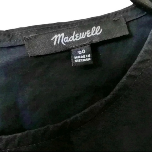 Madewell Poplin Crewneck Bubble-Sleeve Mini Dress Black - Picture 6 of 9